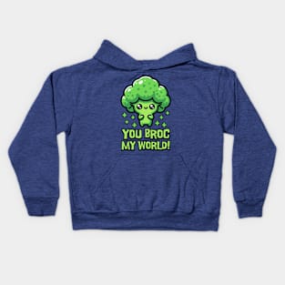 You Broc My World! Cute Broccoli Pun Kids Hoodie